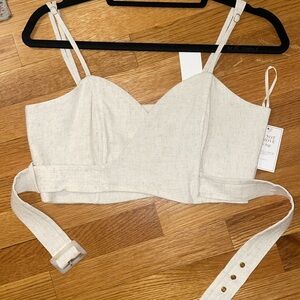 Jlux label cream linen blend top